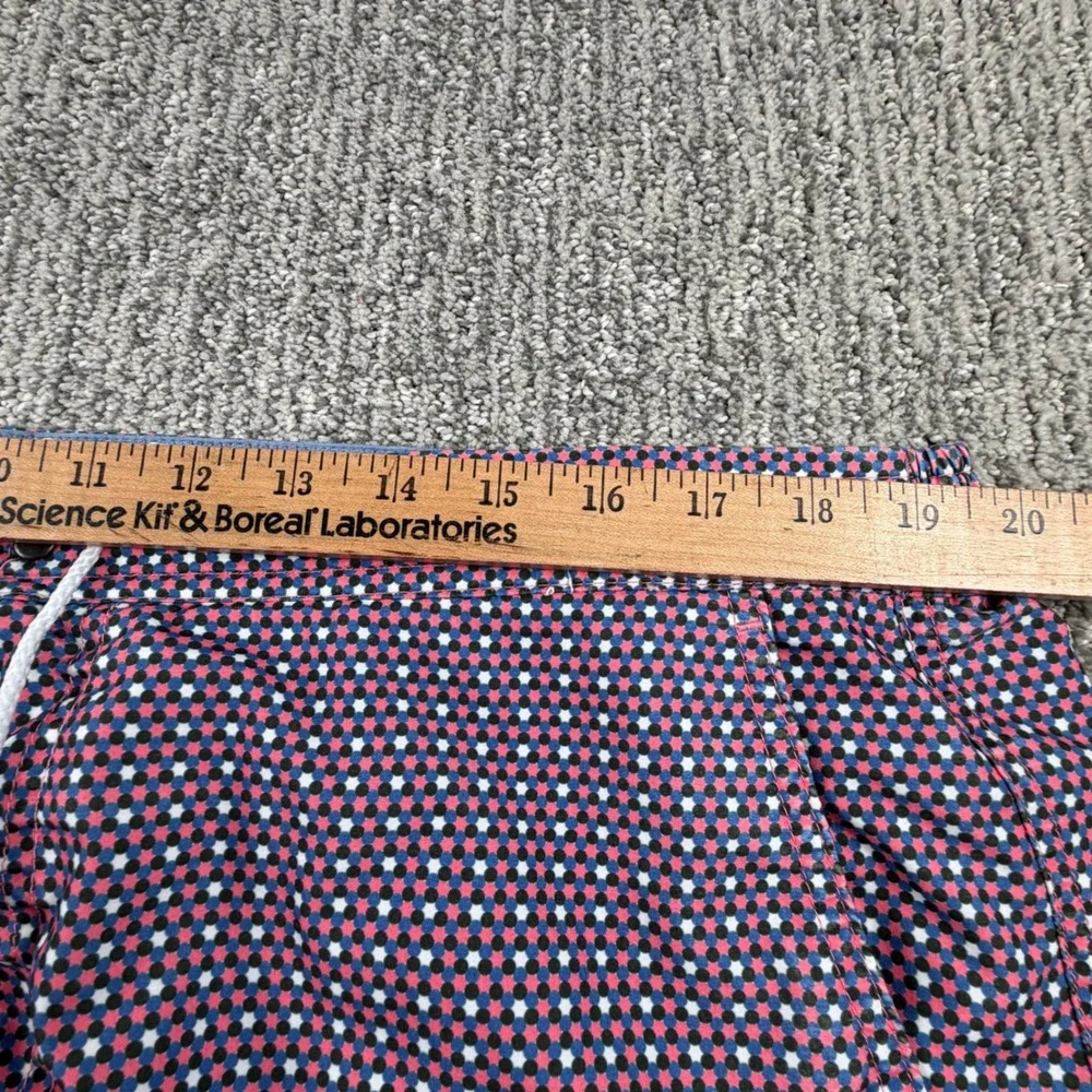 Peter Millar Swim Trunks Men XL Red Blue Geometric Dot Mesh Lined Shorts